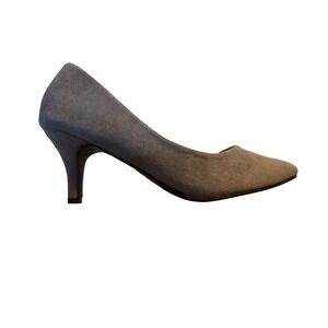 Illude Cherry Grey Faux Suede Pointed Toe Kitten Heel Pumps Womens Size 7.5‎